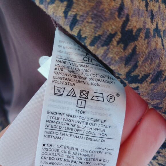 Old Navy Notch Collar Pixie Blazer Houndstooth Size S Brown Preppy - Picture 6 of 7